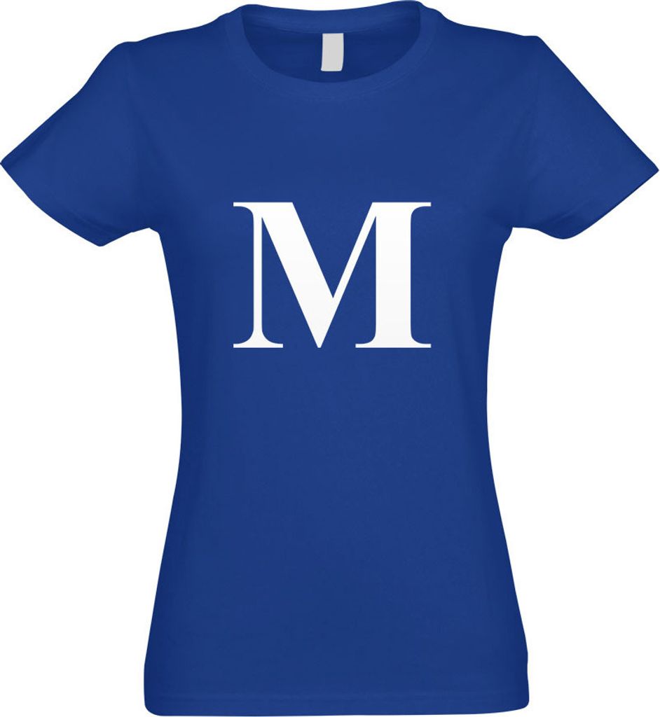 Kiwistar - T-Shirt tailliert - Damen - royal - Buchstabe M - Alphabet - mit Motiv Bedruckt - Funshirt Design - Sport - Freizeit - Damen - S
