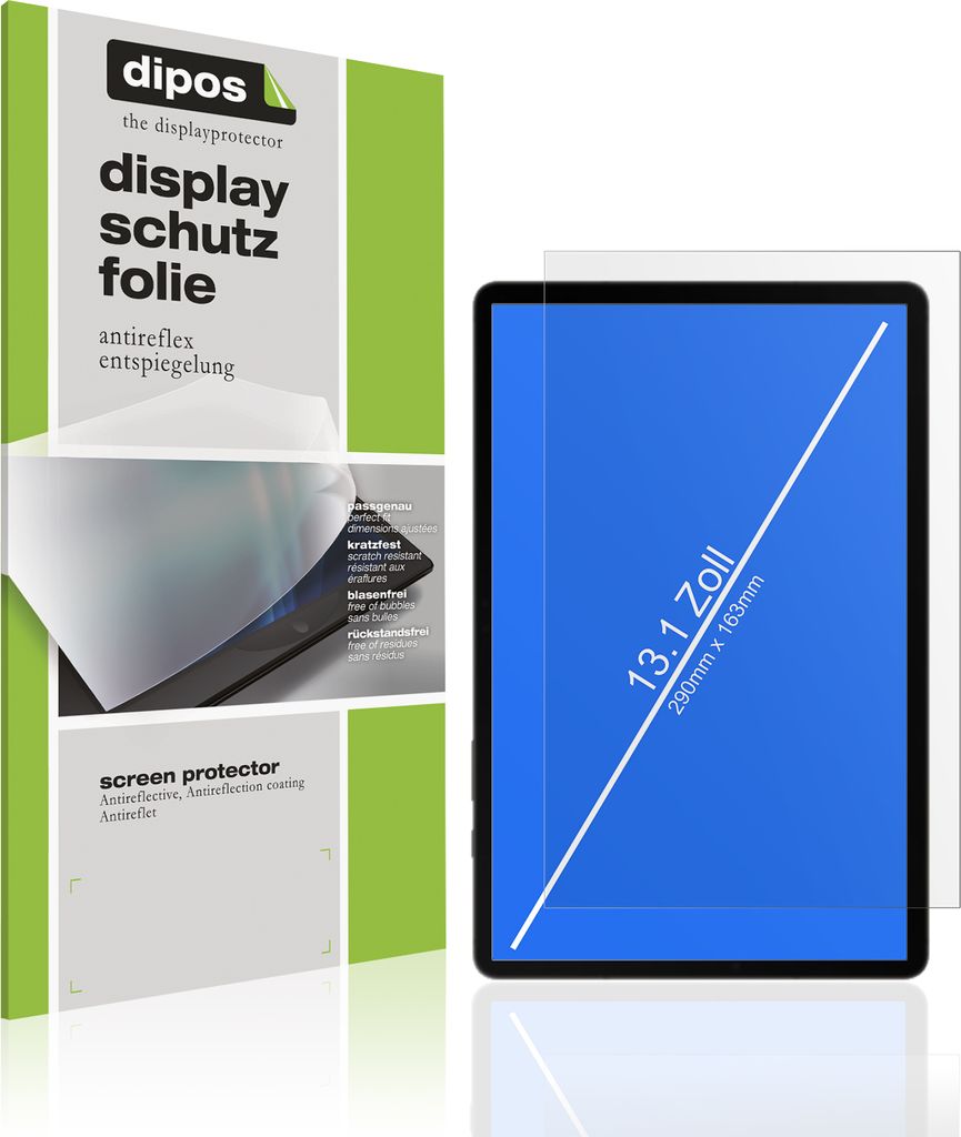 2x Schutzfolie für Tablet 13.1 Zoll (290mm x 163mm) matt Displayschutzfolie Folie Display Schutz dipos