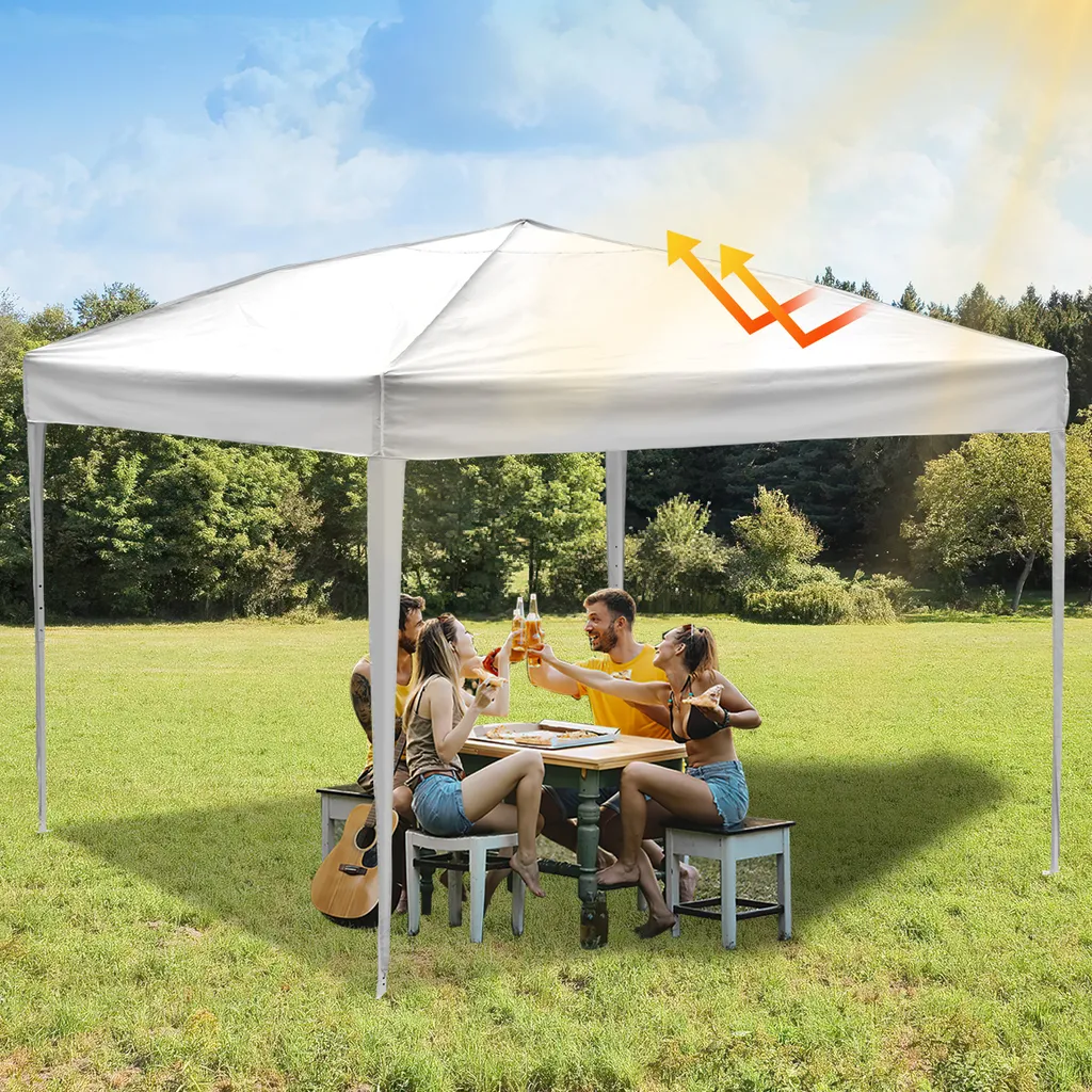 Gazebo da giardino pieghevole 3x6 m, altezza regolabile, ingressi con cerniera, finestre, borsa per il trasporto, (beige | senza telo, 3x6 m) | Leroy Merlin