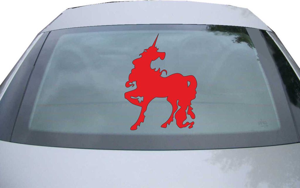Indigos UG - Aufkleber Heckscheibe & Motorklappe DE2235 - rot - 600x450 mm - Einhorn - Auto Scheiben Fenster Heckklappe Tuning Racing JDM - Die cut