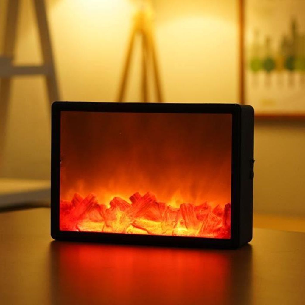 LED-Kaminlaterne – Dekorativ – USB- und batteriebetrieben – 30 x 21 x 7,8 cm – Weiß und Schwarz – Modernes Design
