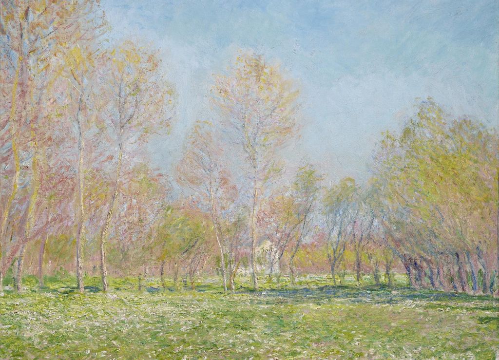 Plakat 18x13cm Frühling in Giverny, Monet Vintage für das Wohnzimmer