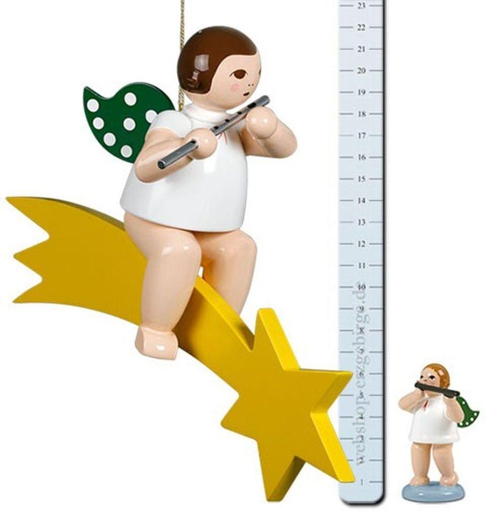 Fensterbild Engel auf Schweif mit Krone und Querflöte Höhe 25cm NEU