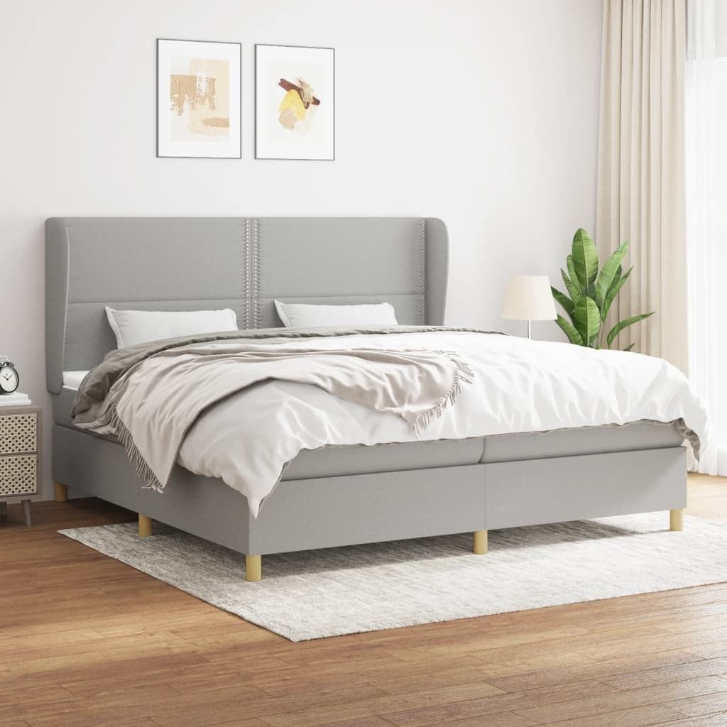 Maison Exclusive - Boxspringbett mit Matratze Hellgrau 200x200 cm Stoff