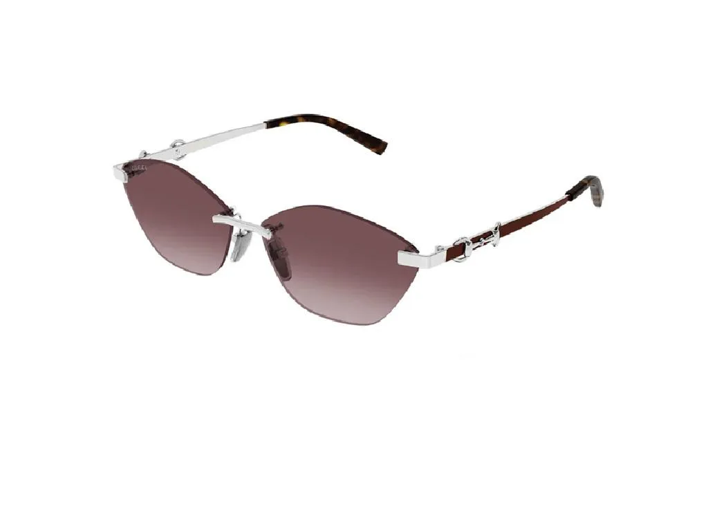 Lunettes Gucci GG2050S Argentées pour un Look de Ville Verres Rouges