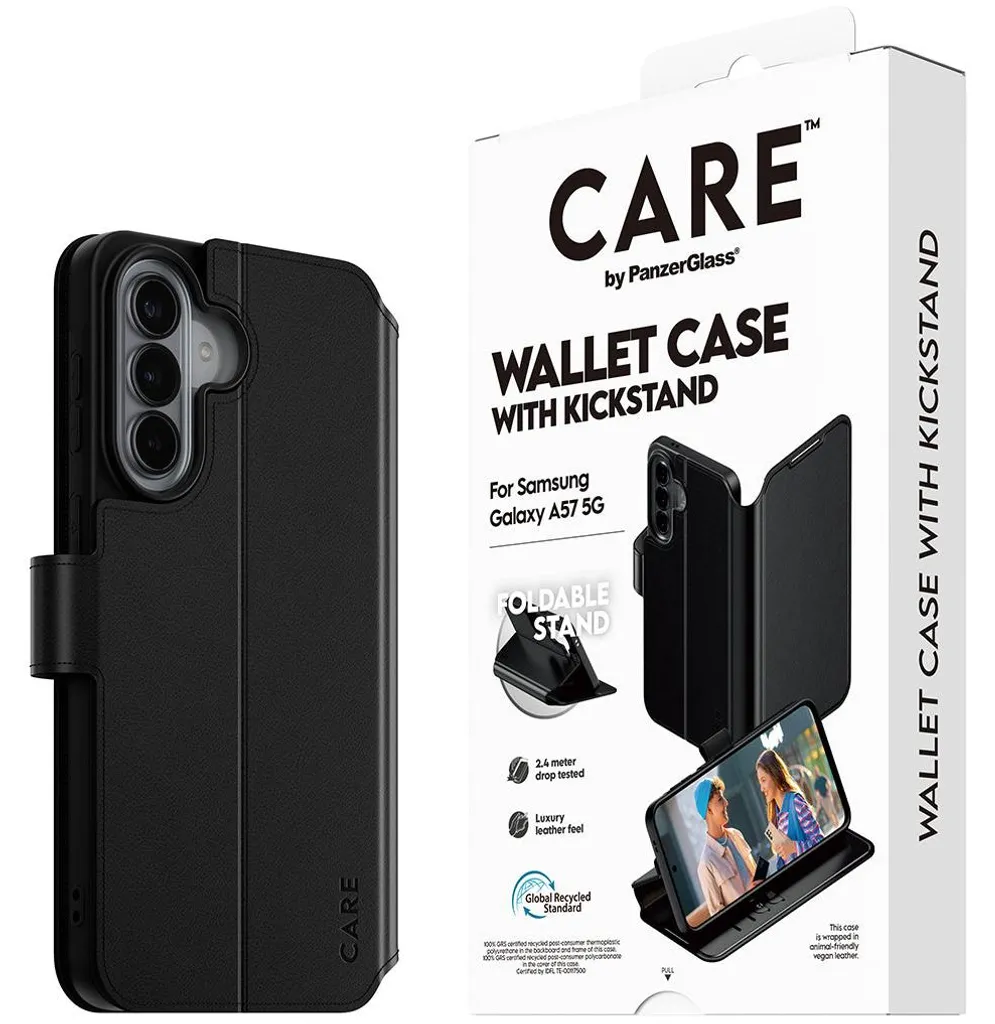 Étui CARE by PanzerGlass avec Béquille pour Samsung Galaxy A57 Noir