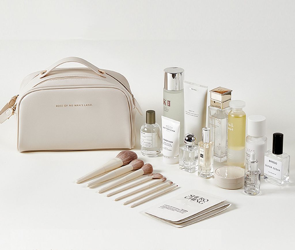 (Weiß) Reisekosmetiktasche mit großem Fassungsvermögen, Produktbild 3