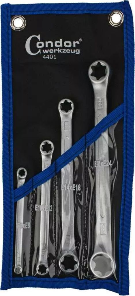 Doppel Ringschlüssel Schlüssel Satz TORX 4 tgl. E6-E24 E-PROFIL CV-Stahl