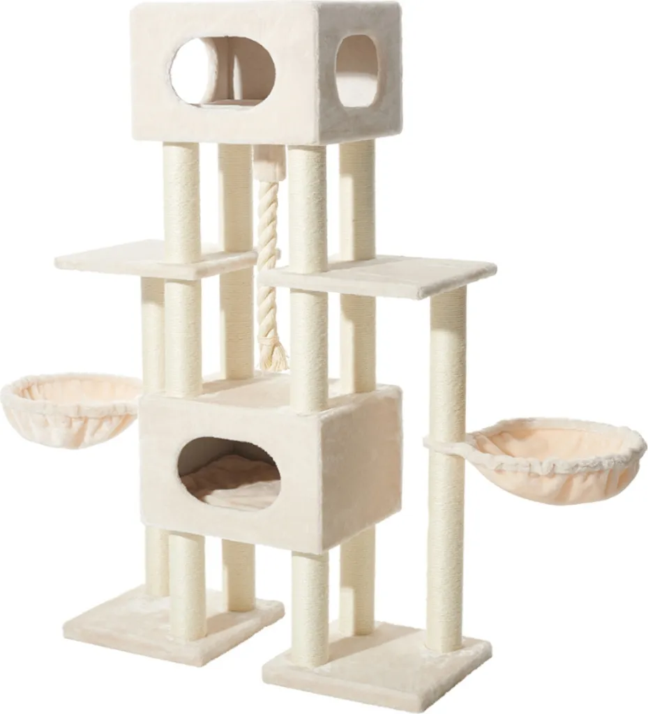 Arbre à chat NOBBY USAK Crème 156cm : Confort et Design pour votre Félin