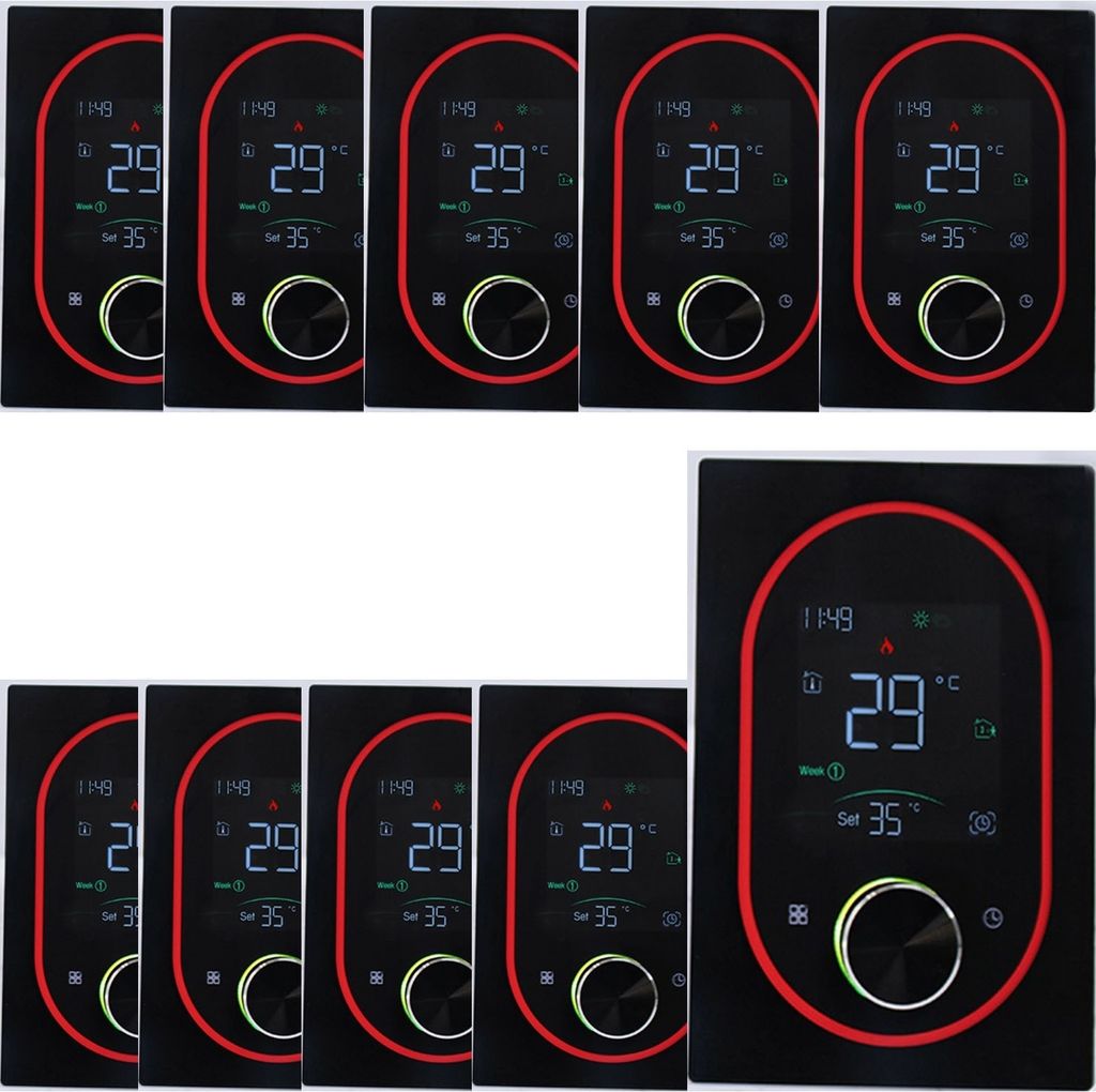 10x Digital Thermostat Smart Raumthermostat fuer Elektrische Fussbodenheizung mit VA-Touchscreen,einstellbarem Knopf, 5+1+1 Wochenprogrammierung Th...