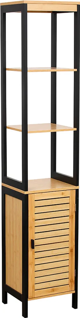 Meuble Haut Salle de Bain Ellen en Bambou avec Étagères de Rangement