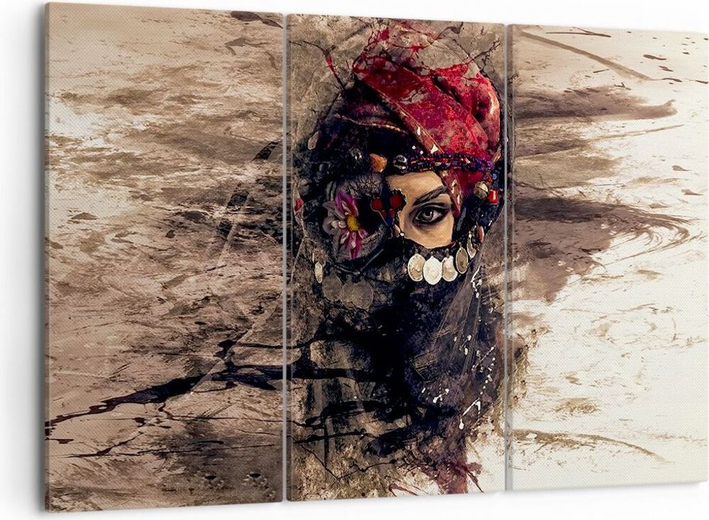 Bild auf Leinwand - Leinwandbild - Frau Folklore - 105x70cm - Wand Bild - Wanddeko - Wandbilder - Leinwanddruck - Bilder - Kunstdruck - Wanddekorat...