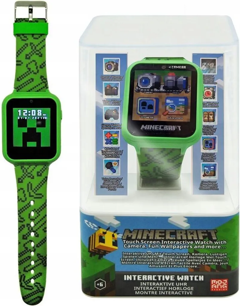 Montre Minecraft LCD Multifonction : Photo, Jeux et Design Pixel Noir