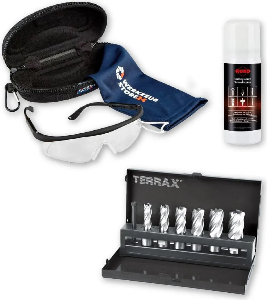 Kit carottage HSS complet pour perçage de précision sur chantier 9 pièces