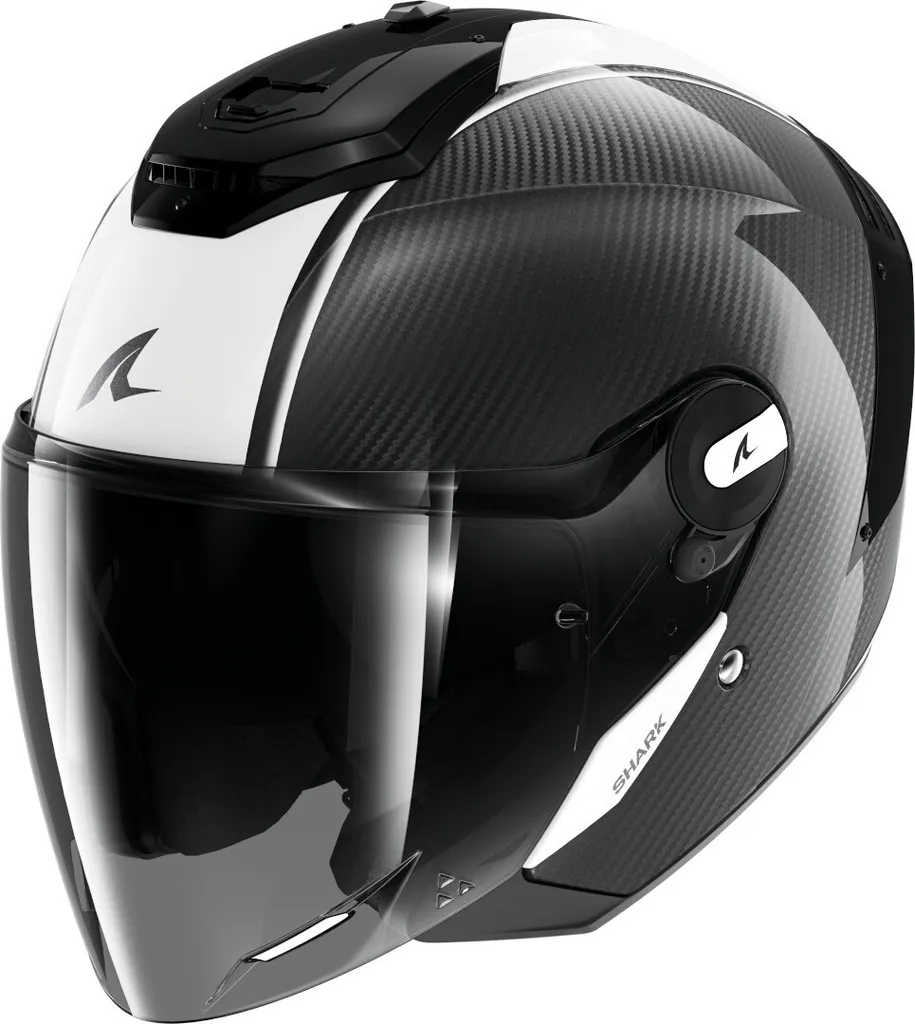 Casque jet moto Shark RS Jet Carbon Skin coloris Noir et Blanc 2XL
