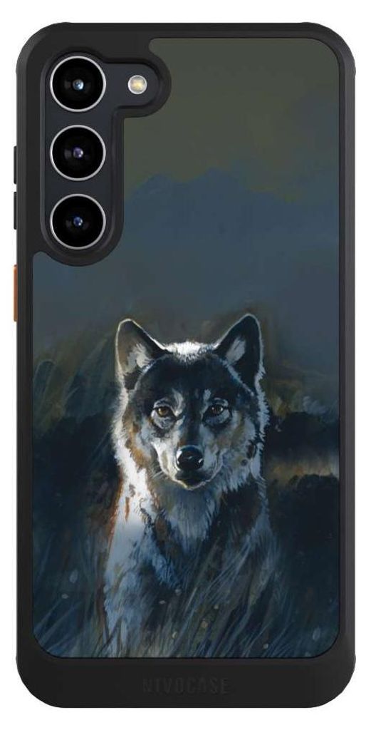NIVOCASE Hülle für Samsung Galaxy S23+ Handyhülle NIVOcore Case Schwarz Malerei Natur Wolf
