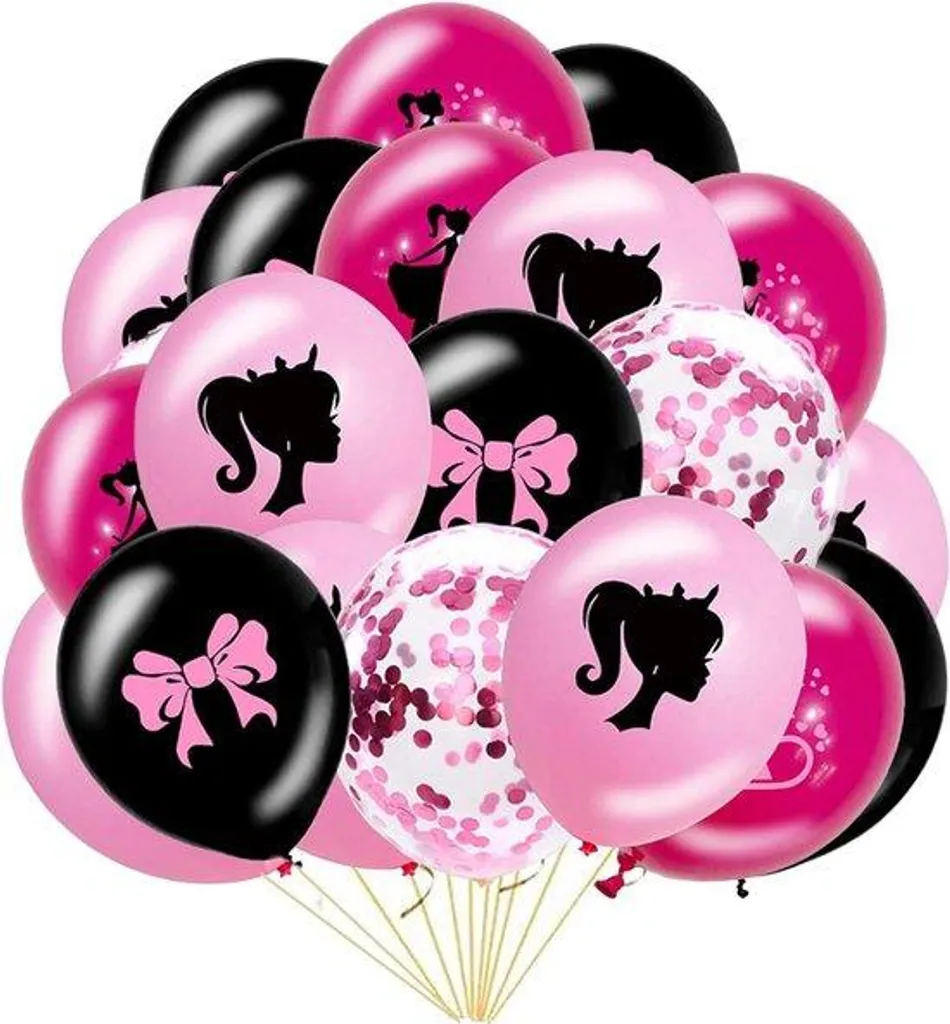 Kit Décoration Anniversaire Rose : 20 Ballons Latex Thème Fille et Barbie