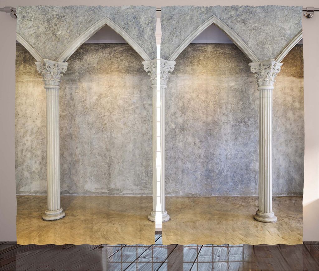 ABAKUHAUS Säule Rustikaler Gardine, Antiquitäten für das Interieur, Schlafzimmer Kräuselband Vorhang mit Schlaufen und Haken, 280 x 245 cm, Coc...