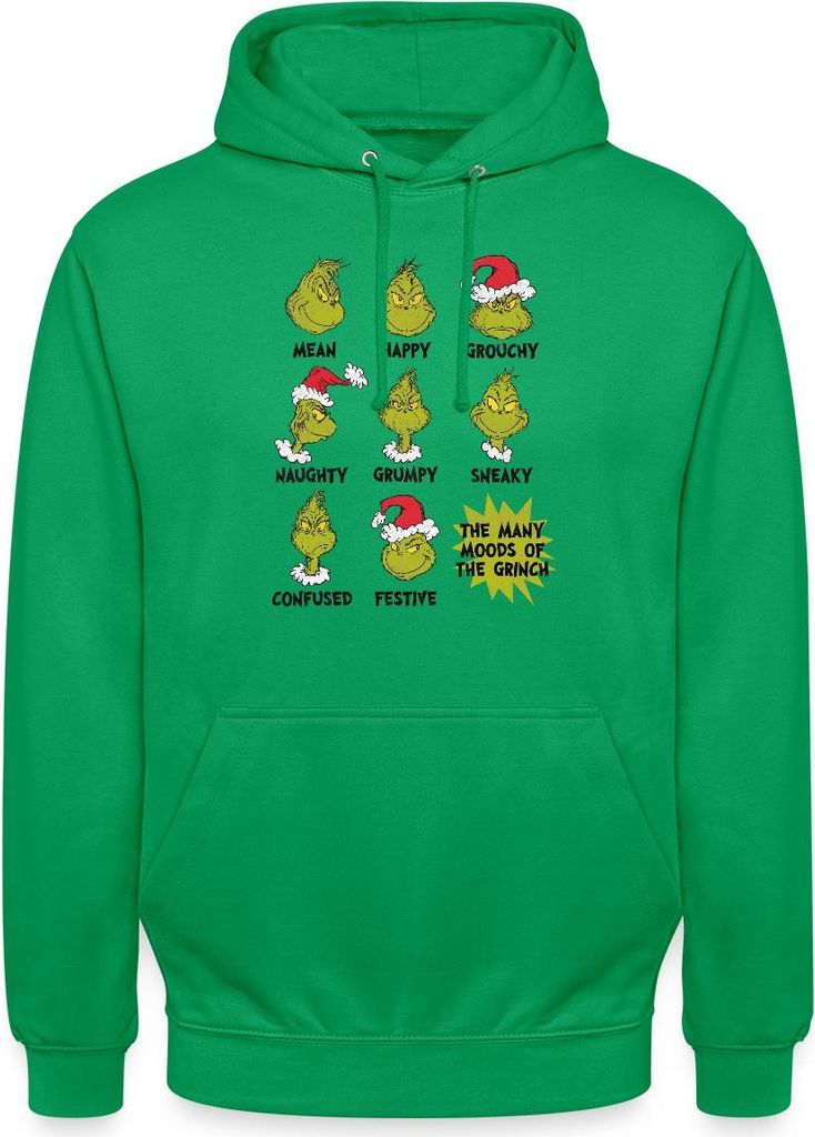 Spreadshirt Der Grinch Moods Of The Grinch Stimmungen Uni Hoodie, S, Kelly Green