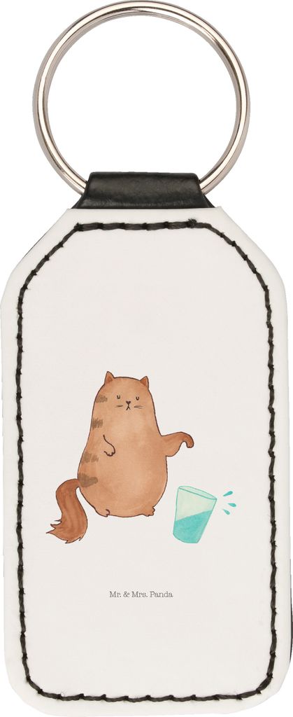 Mr. & Mrs. Panda Schlüsselanhänger Katze Wasserglas - Weiß - Geschenk, anhänger für schlüssel, Taschenanhänger, Cats, Wasser, Mit Spruch, sc...