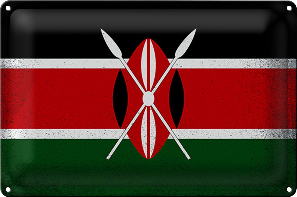 Blechschild Flagge Kenia 30x20cm Flag of Kenya Vintage