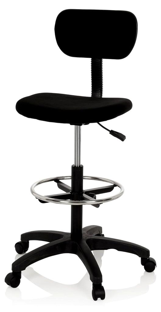 Arbeitsstuhl mit Fußring TOP Work 05 Stoff Schwarz, drehbar und höhenverstellbar