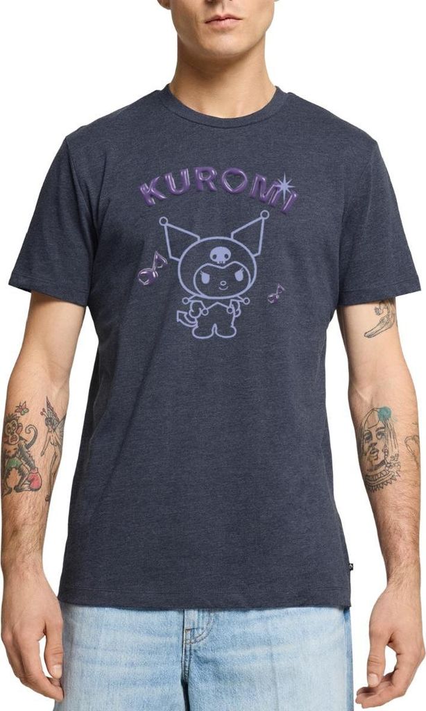 Spreadshirt Kuromi Outline Mit Chrome Schriftzug Männer Premium T-Shirt, XS, Jeansblau