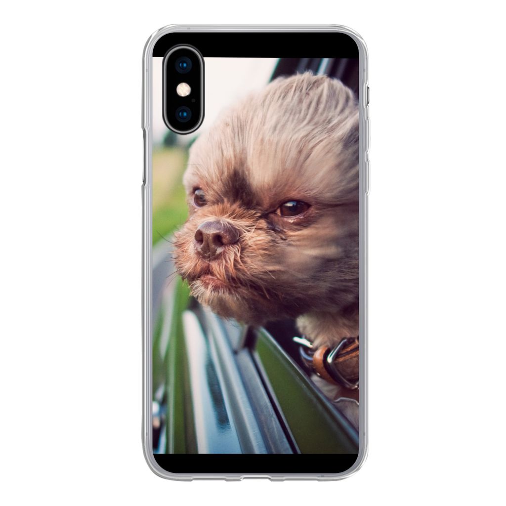 MuchoWow Handyhülle Schutzhülle Hülle für iPhone X Hund - Auto - Tier Silikon Softcase Handy Hülle - Handyhülle