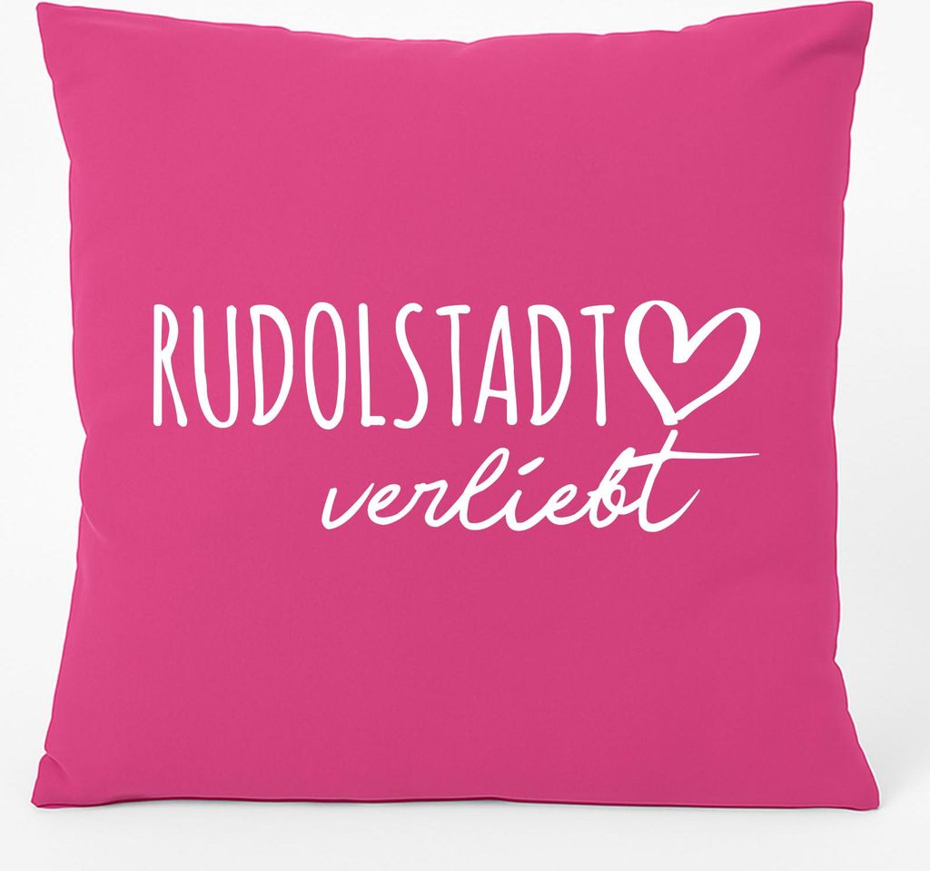 Huuraa Kissen Rudolstadt verliebt 40x40cm mit Füllung Fuchsia Baumwolle Dekokissen Geschenkidee