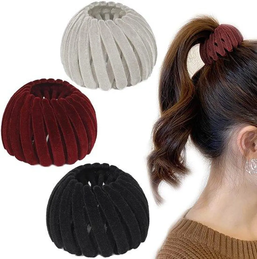 Lot de 3 barrettes noires en velours style rétro chic pour femme