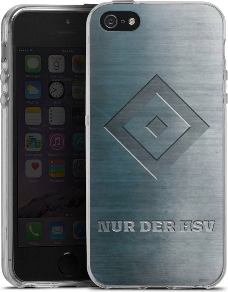 DeinDesign Handyhülle für Apple iPhone SE (2016-2019) Silikon Hülle Case Smartphone Schutzhülle HSV Hamburger SV Metallic Look
