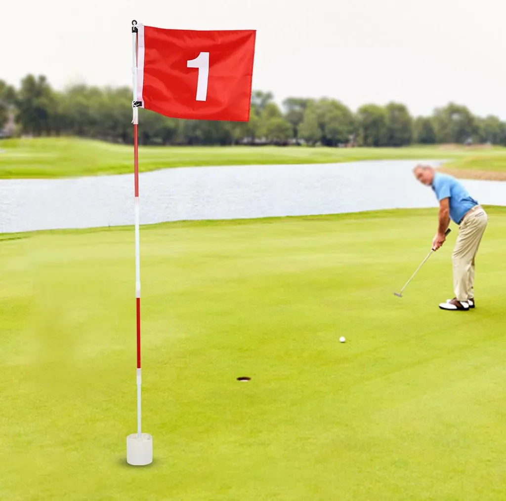 Mât de Drapeau de Golf Détachable 5 Sections avec Coupe de Trou Intégrée