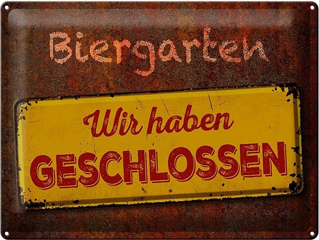 Blechschild Biergarten wir haben geschlossen, 40 x 30 cm, Produktbild 