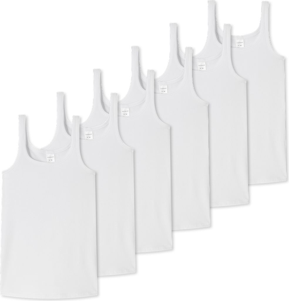 Schiesser 6er Pack Teens Girls 95/5 Organic Baumwolle Unterhemd / Top Arm- und Halsausschnitt mit Einfass, Breite Träger für hohen Tragekomfort, ...