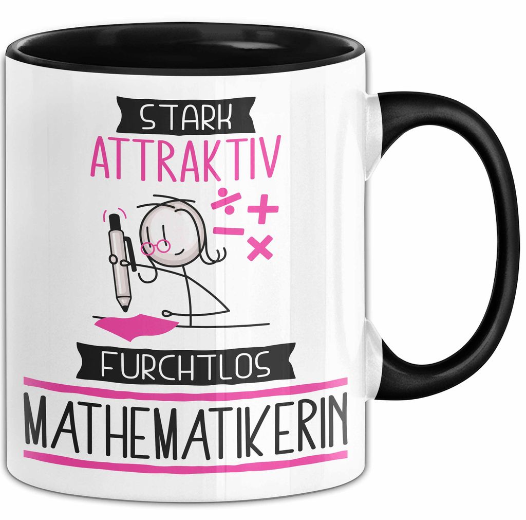 Mathematikerin Tasse Geschenk Becher Stark Attraktiv Furchtlos Mathematikerin Lustige Geschenkidee (Schwarz)
