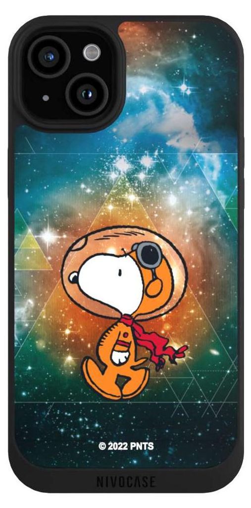 NIVOCASE Handyhülle für Apple iPhone 15 Plus Hülle NIVOpure Case Schwarz Astronaut Offizielles Lizenzprodukt Snoopy