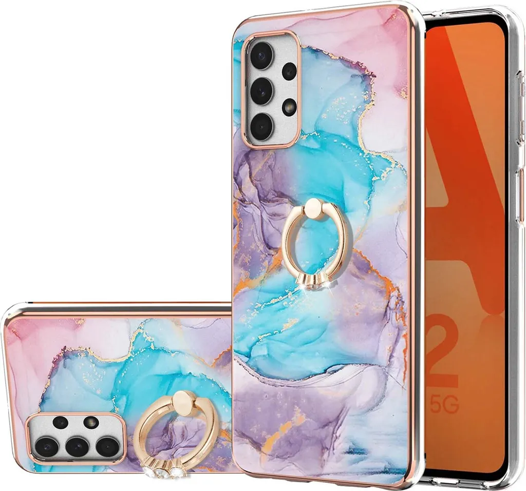 Custodia Samsung A53 5G Silicone Blu con Anello Supporto Magnetico