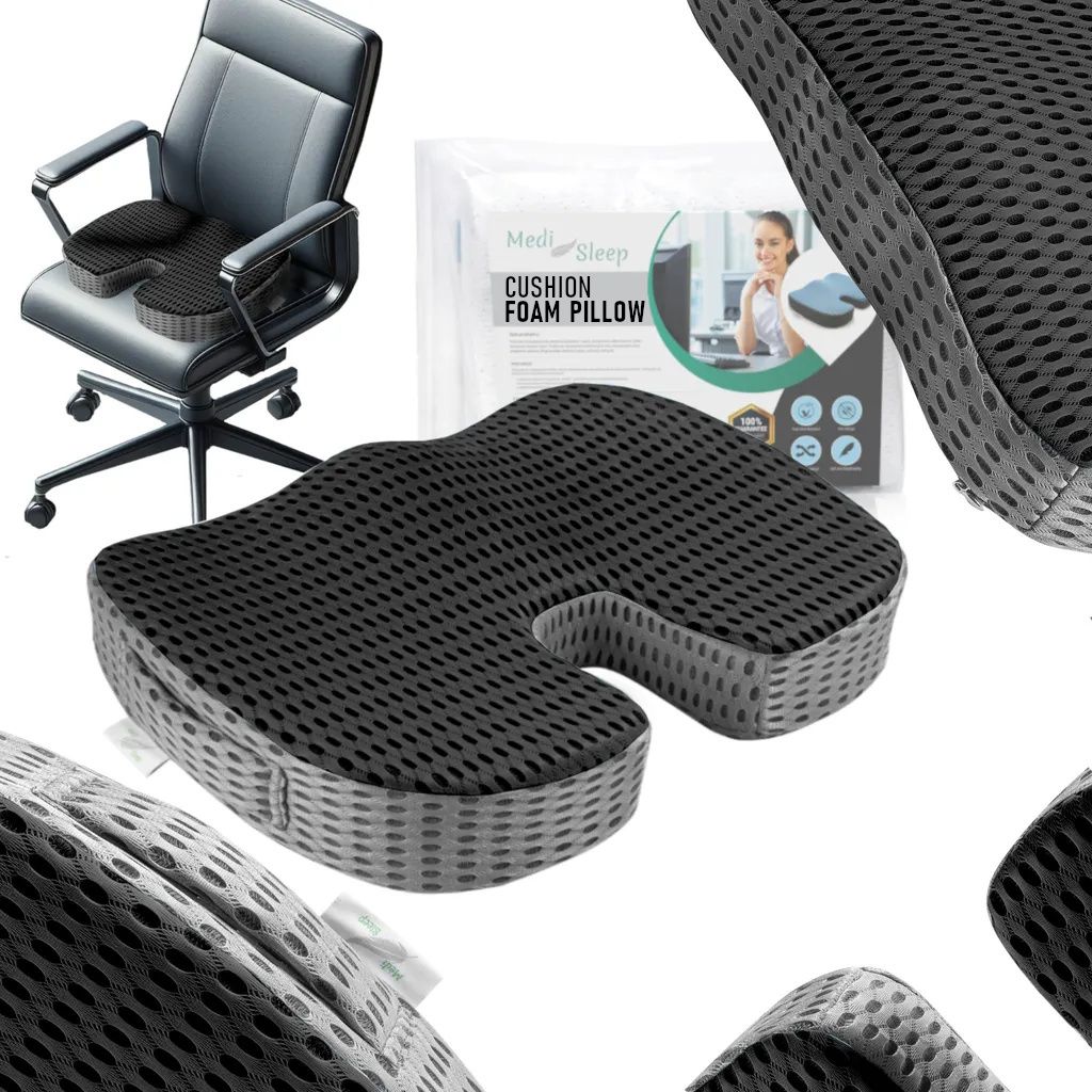Orthopädisches Sitzkissen aus Memory-Schaum - Schwarz - Produktbild 