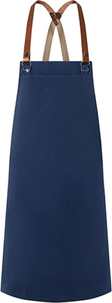 Karlowsky Latzschürze GREEN-GENERATION 70 x 85 cm uni Druckknöpfe Leder-Kreuzträger Polyester nachhaltig waschecht pflegeleicht Stahlblau