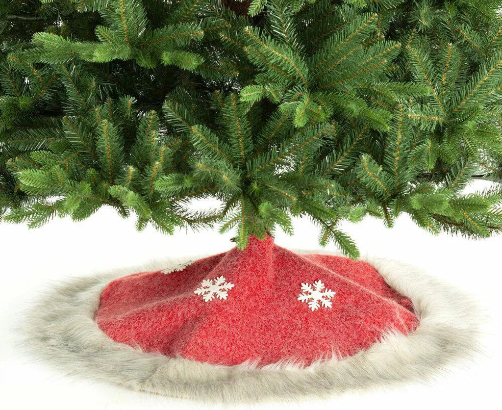 Décoration de pied de sapin de Noël rouge 100 cm pour ambiance festive