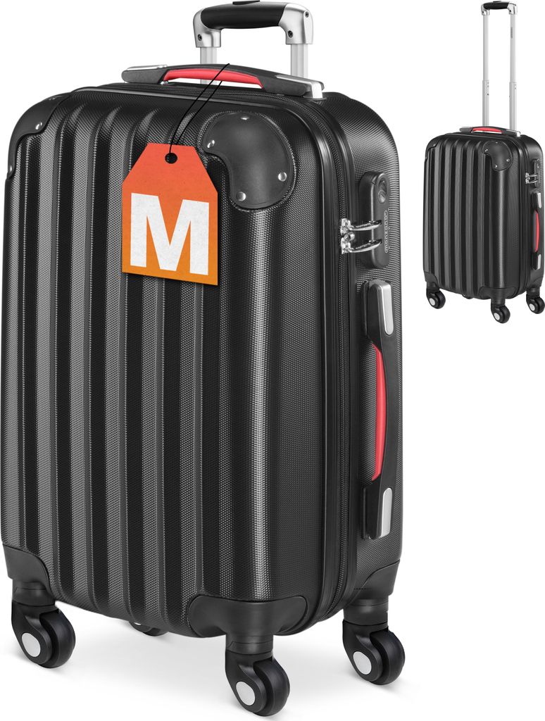 Valise rigide M noir 4 roues 360° Bagage poignée Image du produit 