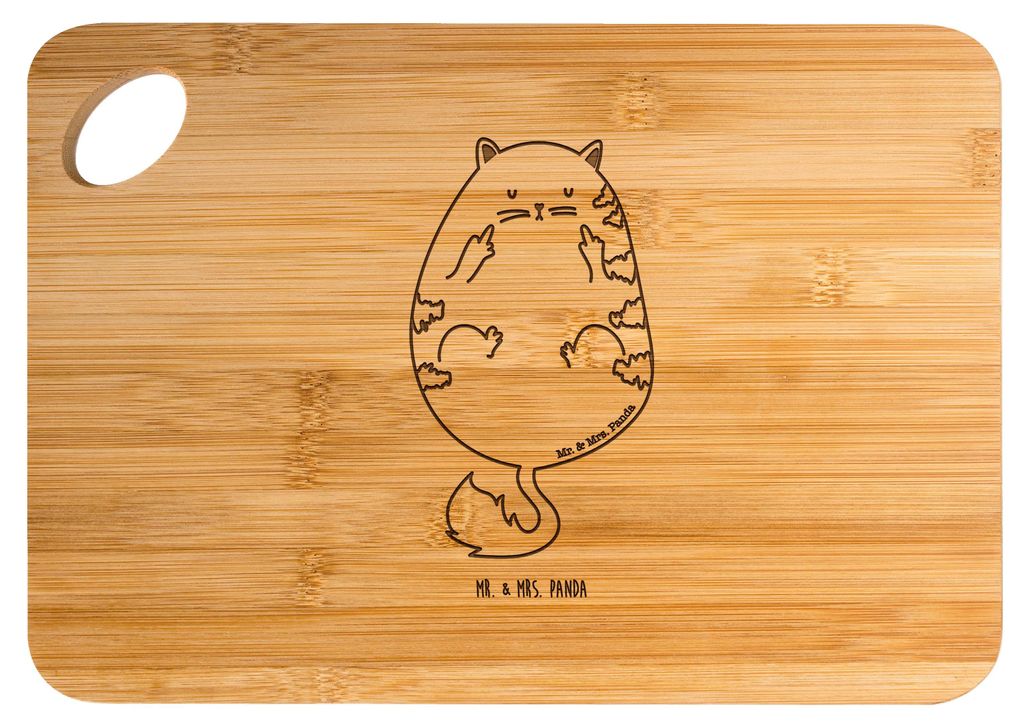 Mr. & Mrs. Panda Schneidebrett Katze Mittelfinger - Transparent - Geschenk, Frühstücksbrett, Holzbrett, Cat, Frühstücksbrettchen, Lustig, Kater...