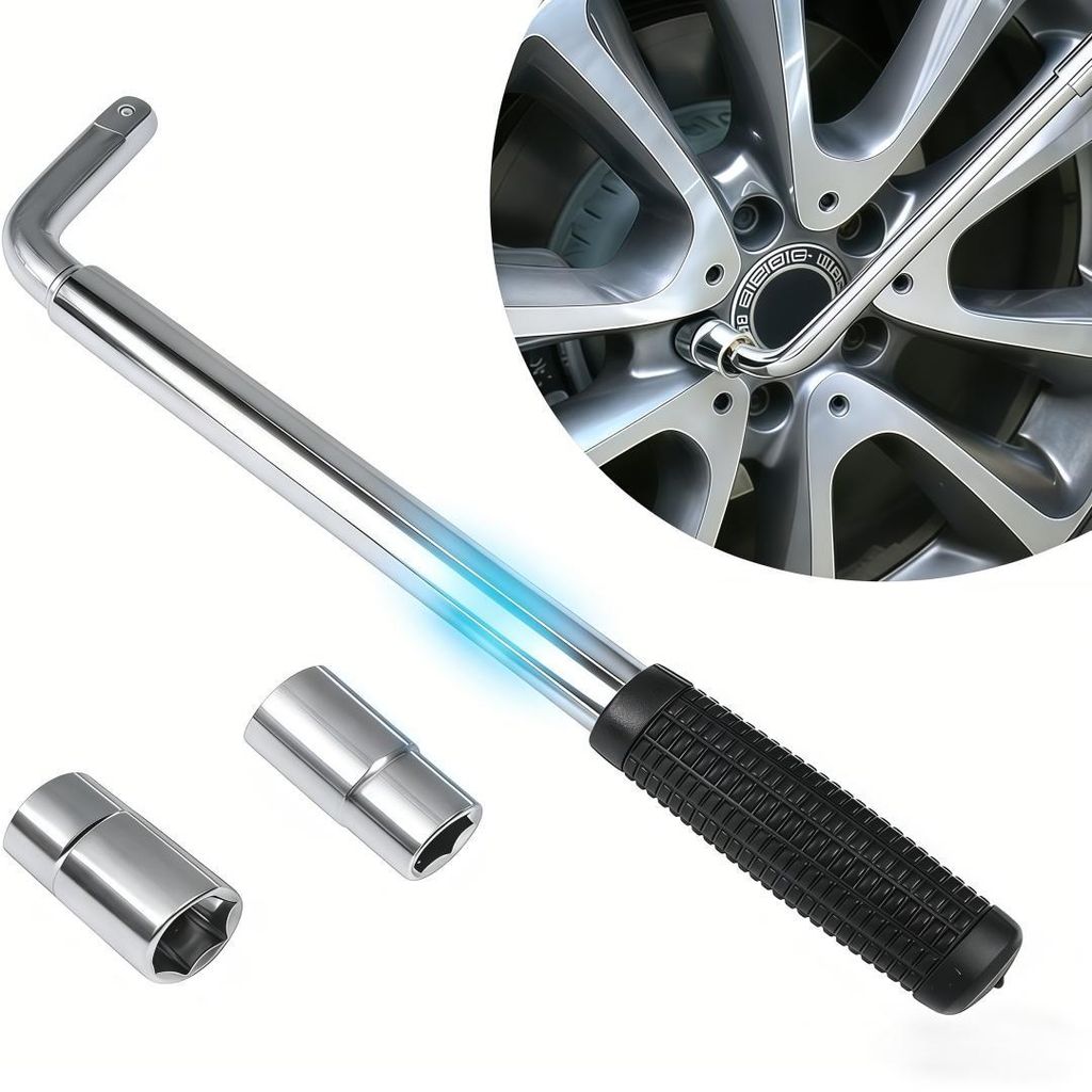Radmutternschlüssel Teleskop Radschlüssel Schlüssel 1/2" Antrieb mit 2 Nüssen 17/19mm 21/23mm KFZ PKW Radschrauben Tragbar wasserdicht