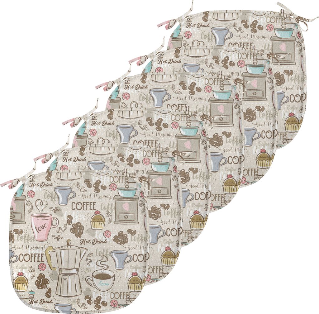 ABAKUHAUS Modern Polster für Esszimmerstühle, Kaffee Espresso-Maschine, Dekoratives wasserfestes Kissen mit Riemen für Küchensitze, 40 cm x 40 ...