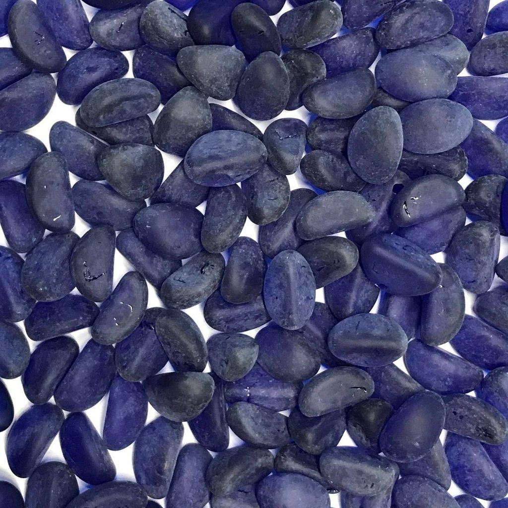 GLAS WEDGES, runde Glassteine 17-24mm. 1kg. Gefrostet Blau Produktbild 