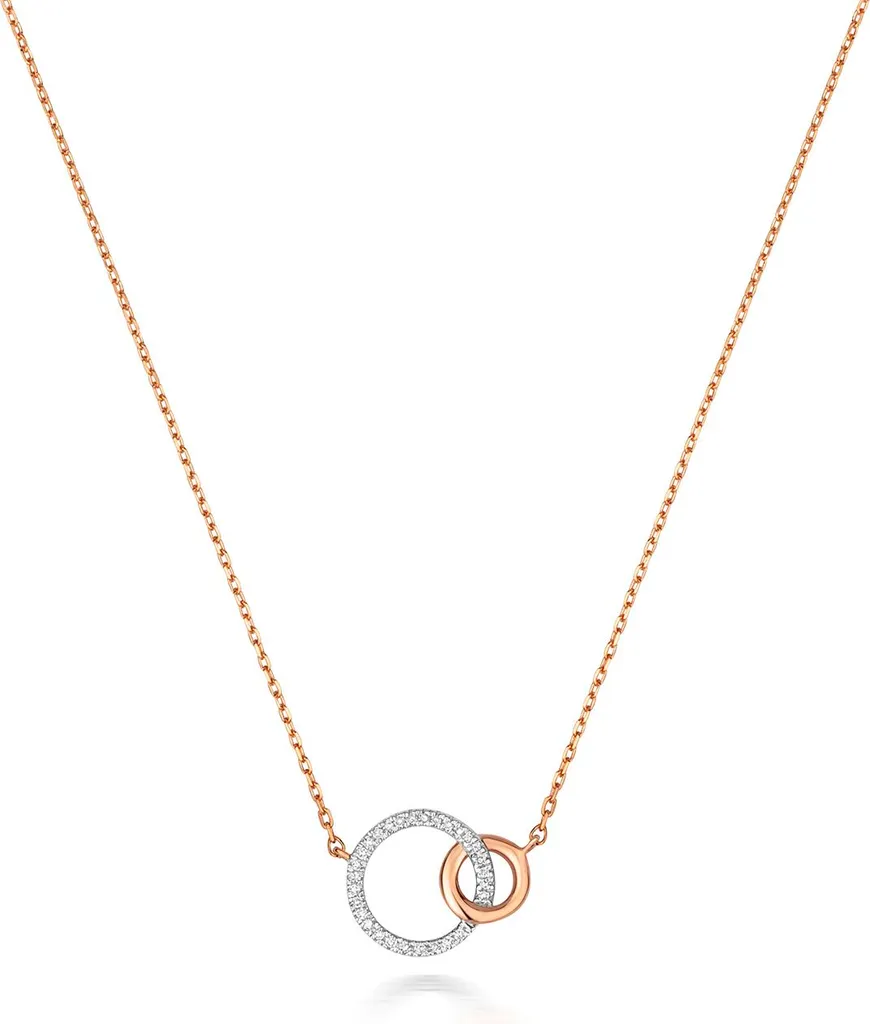 Collier en Or Rose et Pendentif Diamant H-I1 pour Femme 42cm 11mm