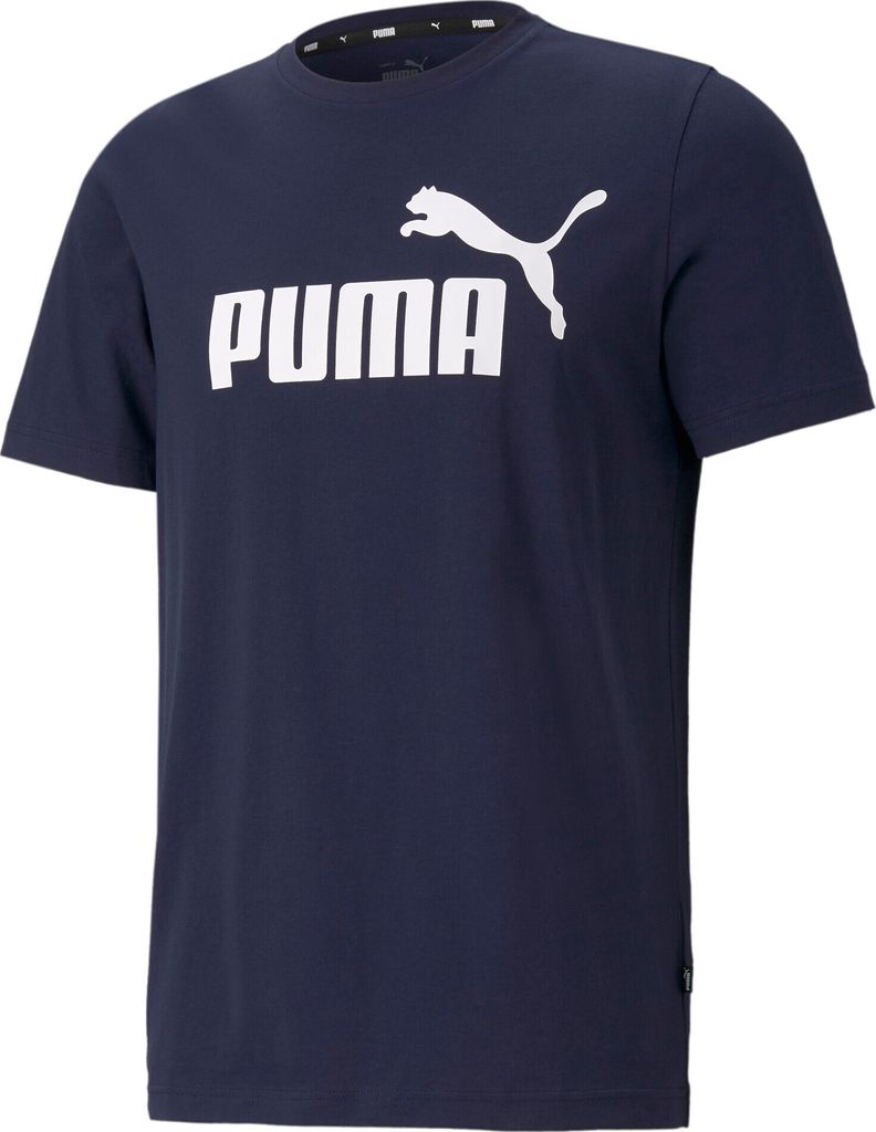 A navy blue t-shirt with a white PUMA logo and text.