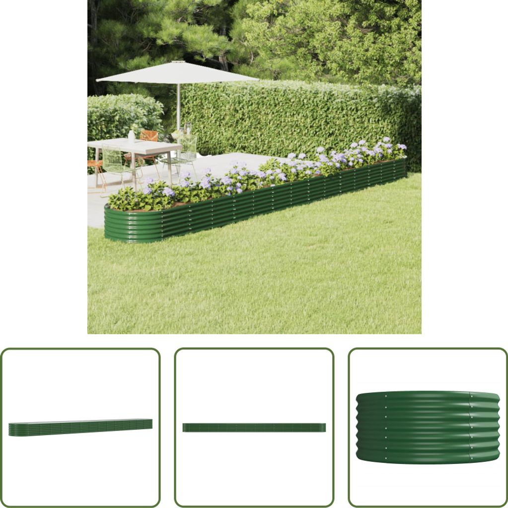 The Living Store Hochbeet Pulverbeschichteter Stahl 620x80x36 cm Grün