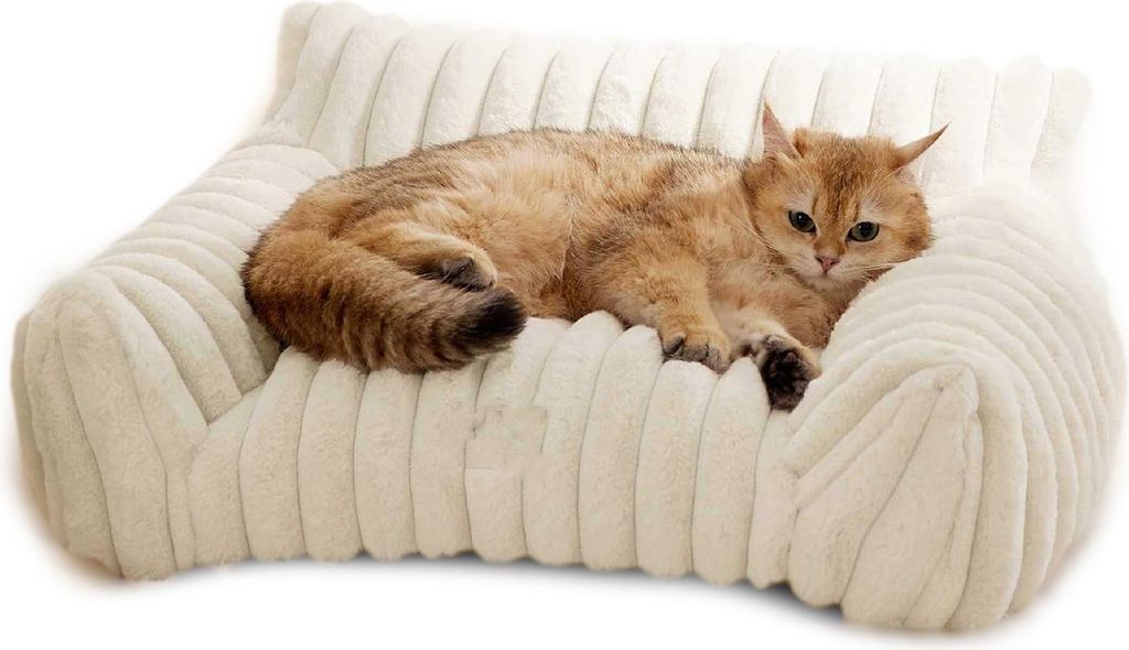 Katzencouchbett Niedliches Haustierbett für kleine, mittelgroße und große Katzen und Hunde Flauschiges Sofabett für Haustiere für den Innenber...