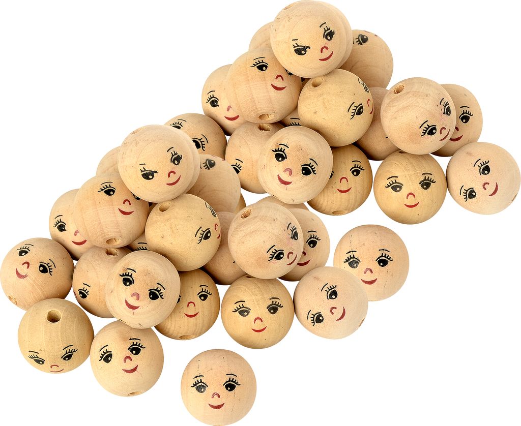 VBS XXL 50er-Pack Holzkugeln durchgebohrt mit Gesicht Ø Produktbild 1